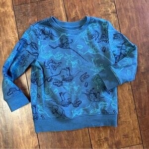 Vibrant Blue Dinosaur Print Sweatshirt with Crew Neck 3T